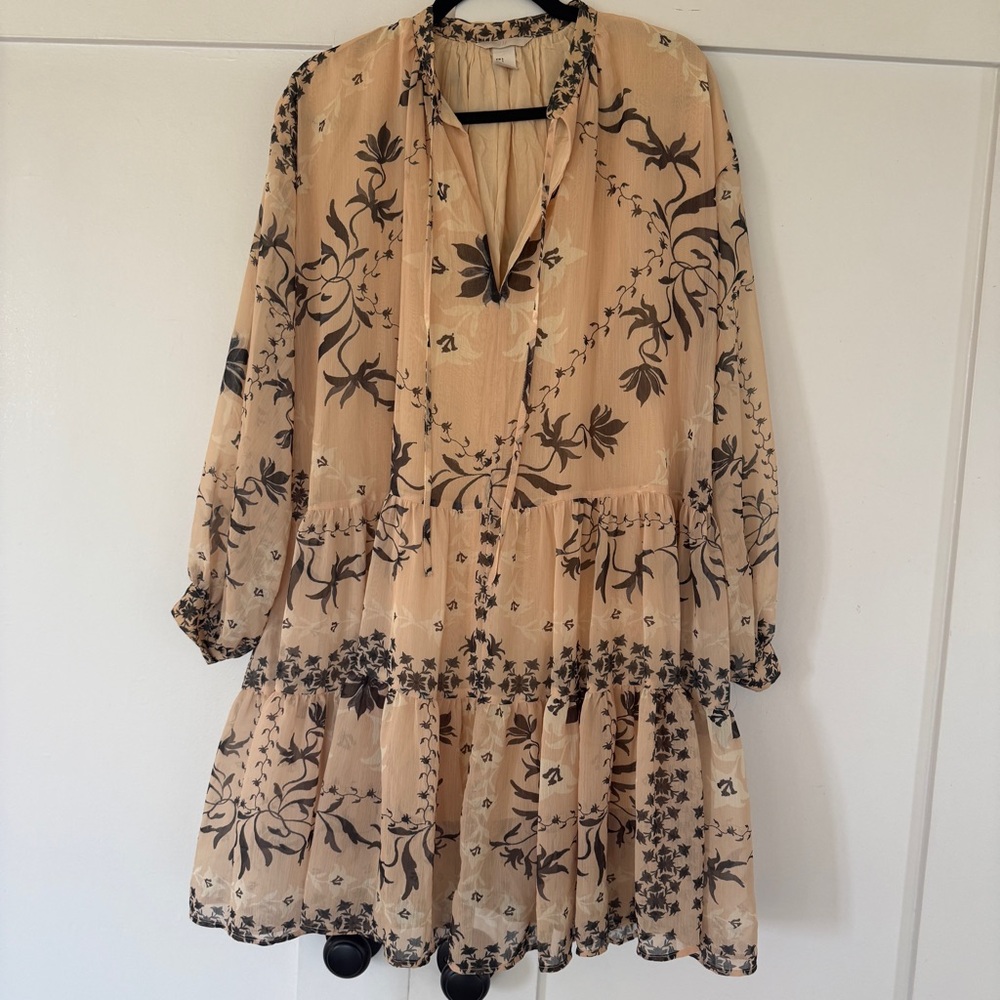 H&M Boho Floral Sheer Tiered Mini Dress – Romantic & Effortless